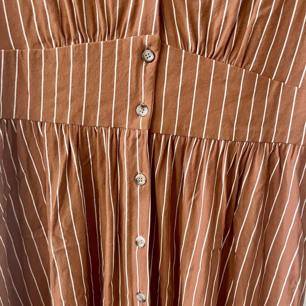 By Together Poplin Flowy Midi Dress | Rust & White | Size Small - Picture 4 of 6